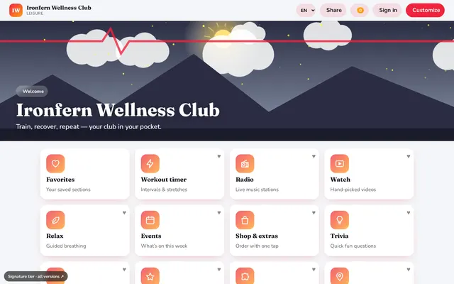 Gyms, studios & wellness demo